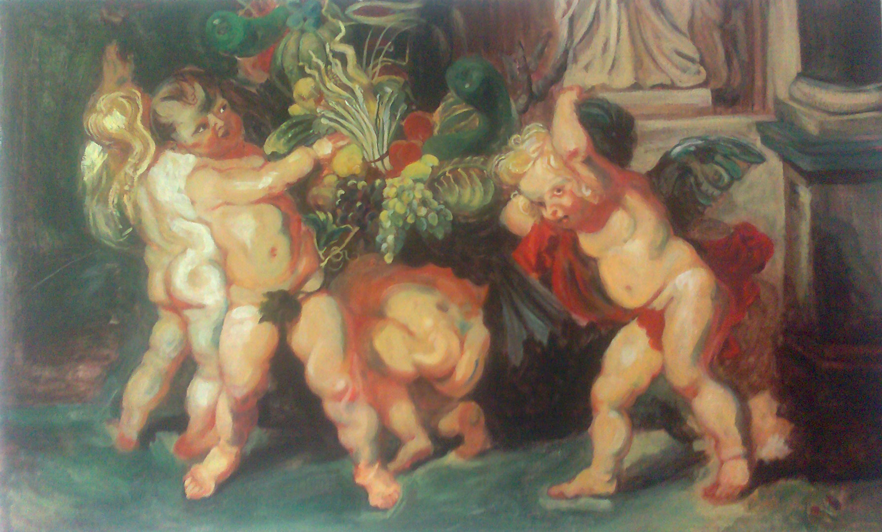 travail au cours de peinture,copie de Rubens