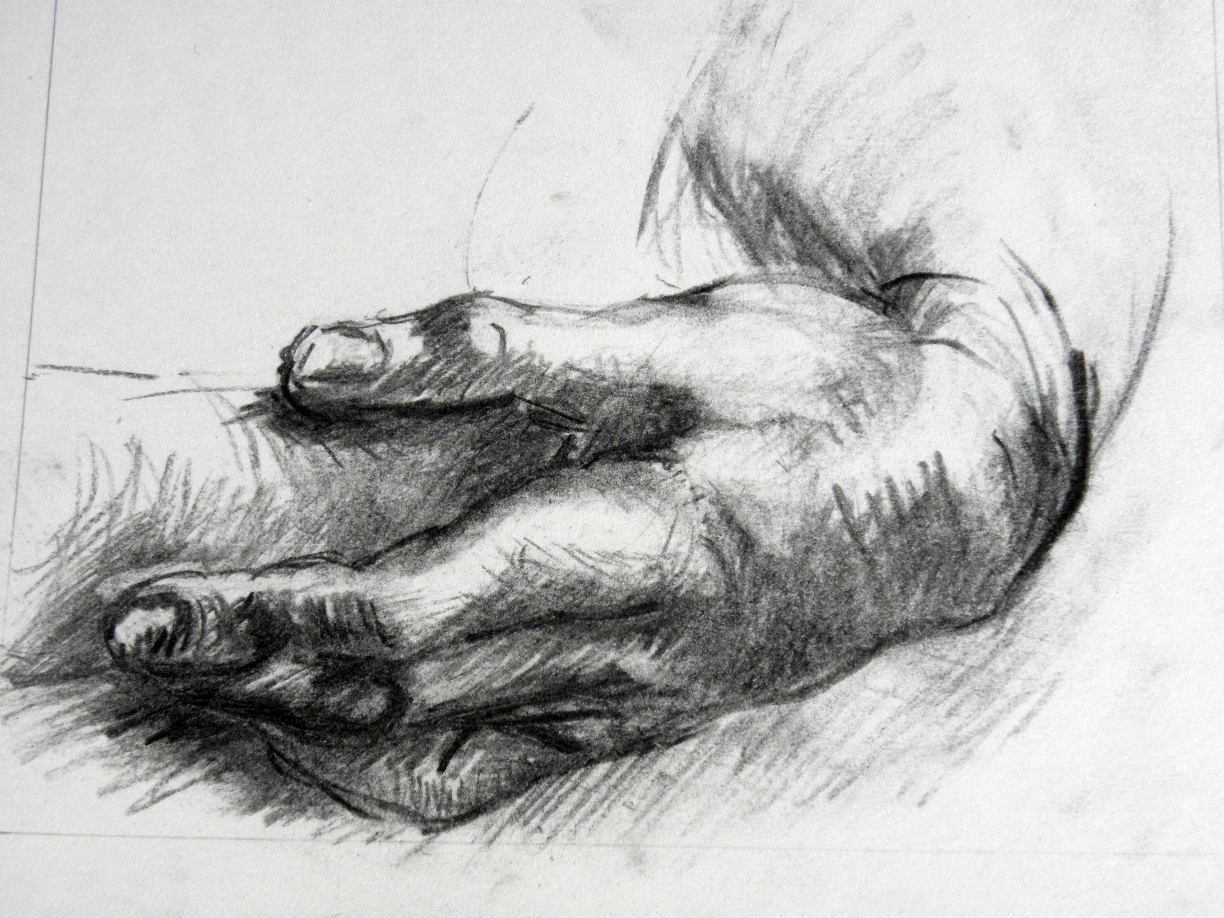 copie de L de Vinci, main, cours de peinture Paris